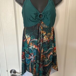 Green multicolor 2 piece tankini set